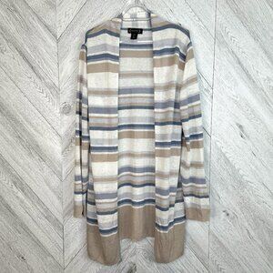 Nanette Lepore Open Front Cardigan Womens Large Long Lightweight Linen Blend